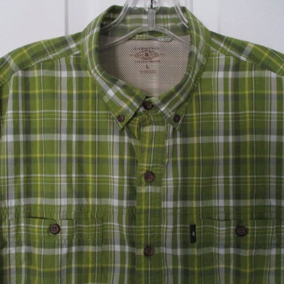 G.H. Bass & Co. Mens S/S Lime Green Cotton Poly Button Down Active Shirt - Large - Picture 1 of 3